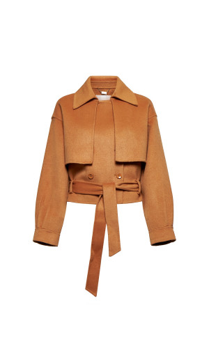 CHAQUETA CORTA CON CINTURÓN ANUDADO