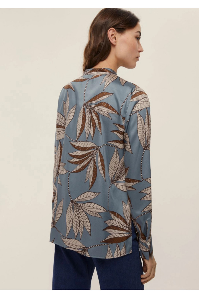 Camisa recta estampada - AZUL NIEBLA