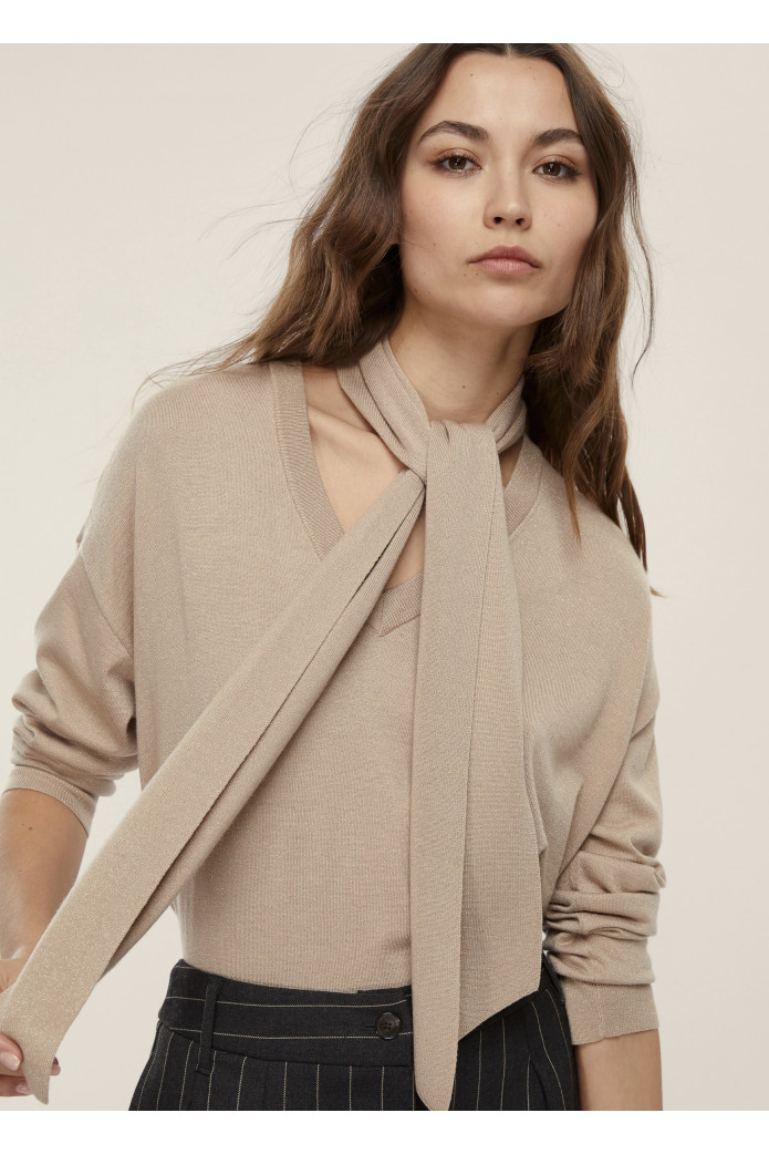 JERSEY OVERSIZE CON BUFANDA - BEIGE