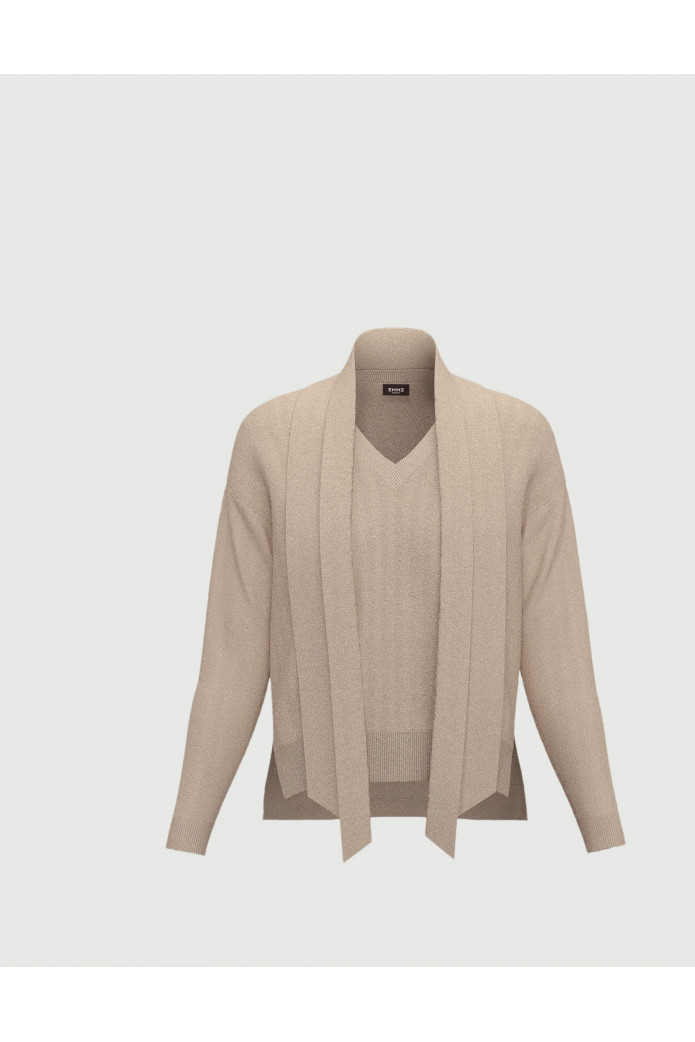 JERSEY OVERSIZE CON BUFANDA - BEIGE
