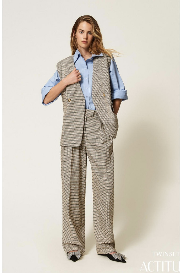 Pantalón palazzo de pata de gallo