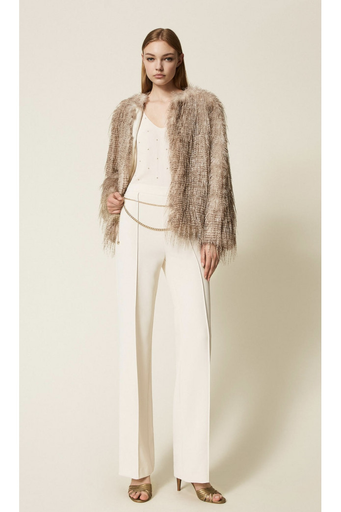 Chaqueta de pelo sintético estampada