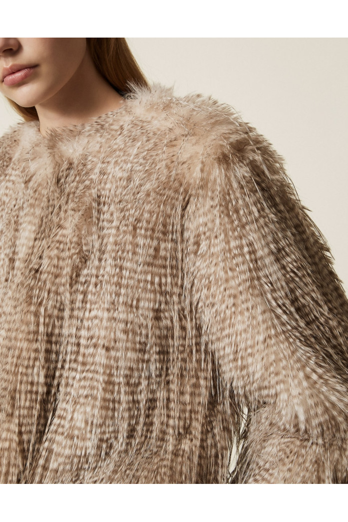 Chaqueta de pelo sintético estampada