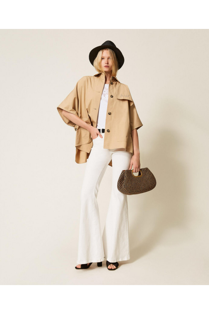 Poncho trench de gabardina