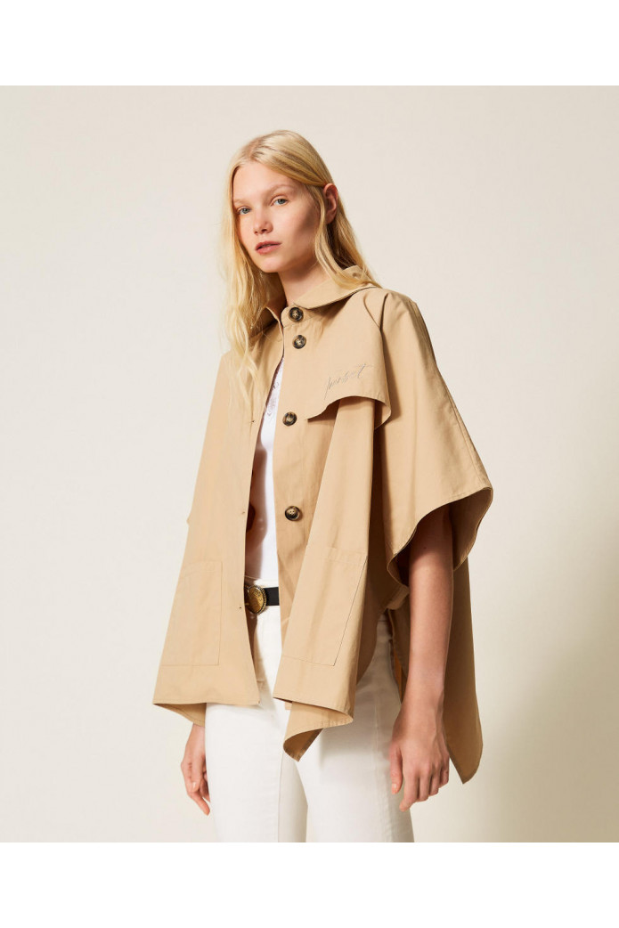 Poncho trench de gabardina