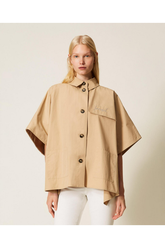 Poncho trench de gabardina