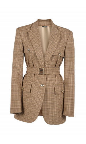 Blazer de cuadros escoceses con cinturón