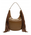 Bolso de Hombro Boho Marrón con Flecos