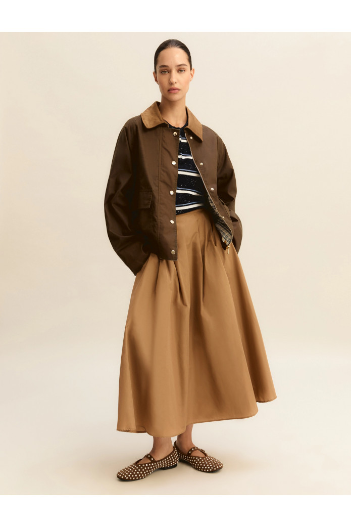 FALDA LARGA DE TAFETÁN - CAMEL