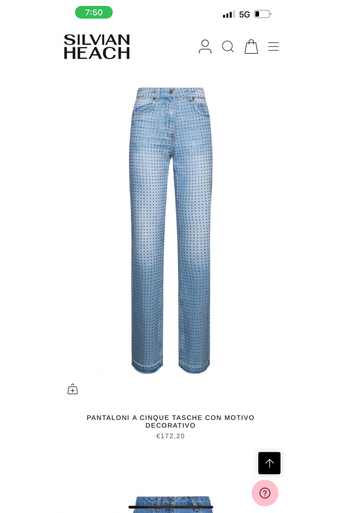 PANTALONI A CINQUE TASCHE CON MOTIVO DECORATIVO