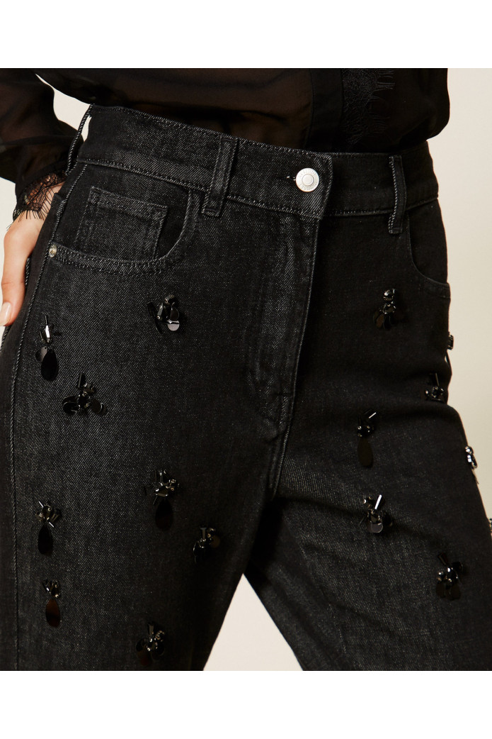 Jeans pitillo, TWINSET negro