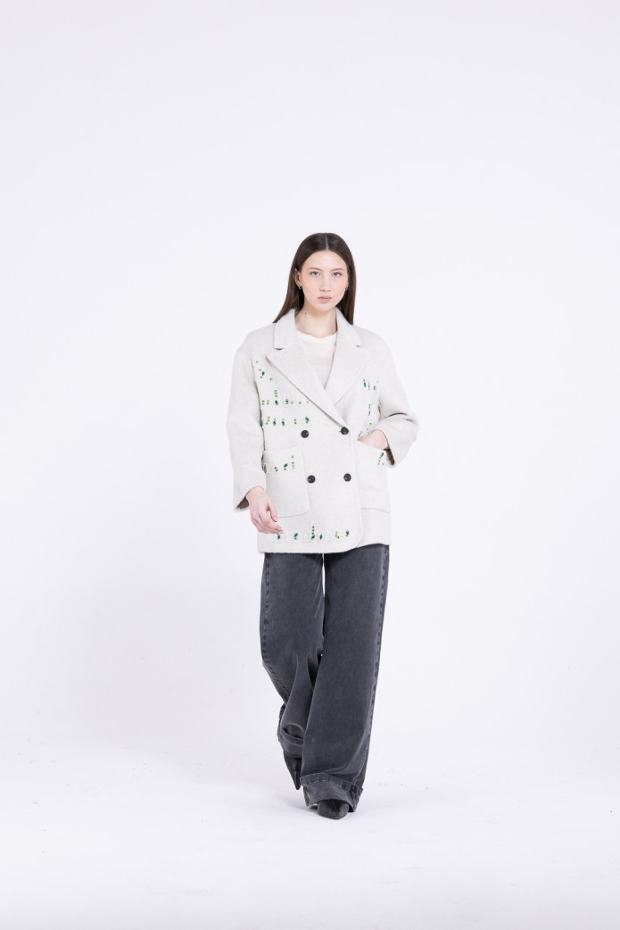 Embroidery wool blazer
